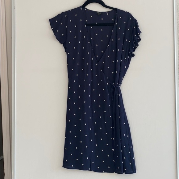 Rails Brenna wrap Dress Navy Polka Dots - Picture 1 of 4